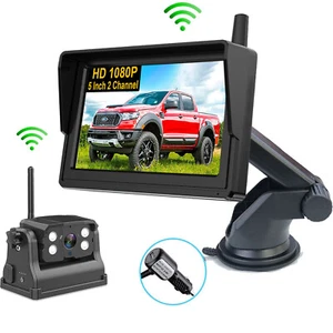Magnetic Wireless Rechargeable Reversing Camera Kit 5" Monitor for Car Van Truck - Picture 1 of 13