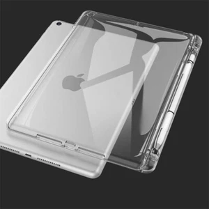 For iPad 10th 9th 8th 7th 6th Air Pro Clear Back Cover Soft Case+Pencil Holder - Picture 1 of 11