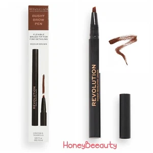 Makeup Revolution Bushy Brow Pen in Medium Brown Microbladed Eyebrow Precise Tip - Picture 1 of 6