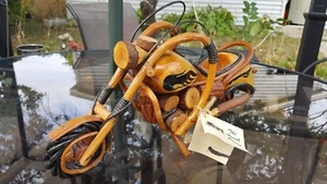 Motorcycle Made By Amish Corner Wooden Appx 15" Long × 9" High Good Condition - Picture 1 of 12