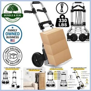 330 lb Capacity Aluminum Folding Hand Truck Dolly with Rubber Wheels for Moving - Bild 1 von 9