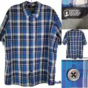 Eastern Mountain Sports EMS Mens Large Plaid Short Sleeve Hiking Button Shirt - Picture 1 of 9