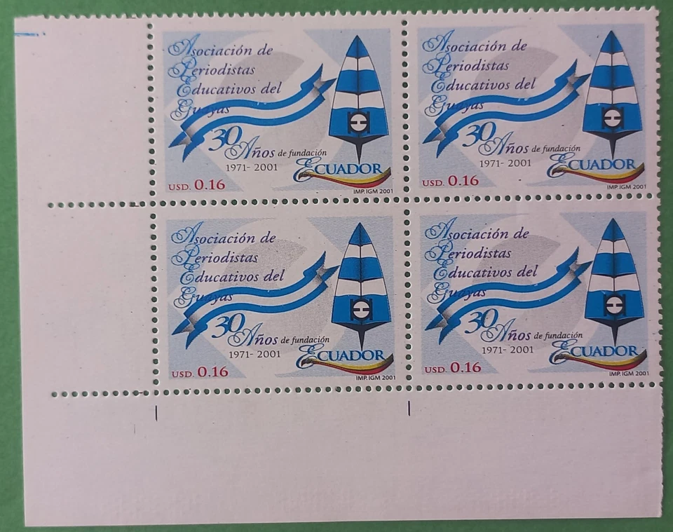 Ecuador 2001 Sc#1582 Guayas Educational Journalist Asociación, 30th An (Block) - Image 1 of 1