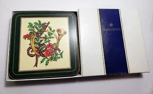 Pimpernel Yuletide Horn Holiday Cork Backed Coasters - Set of 6 NIB - Picture 1 of 8
