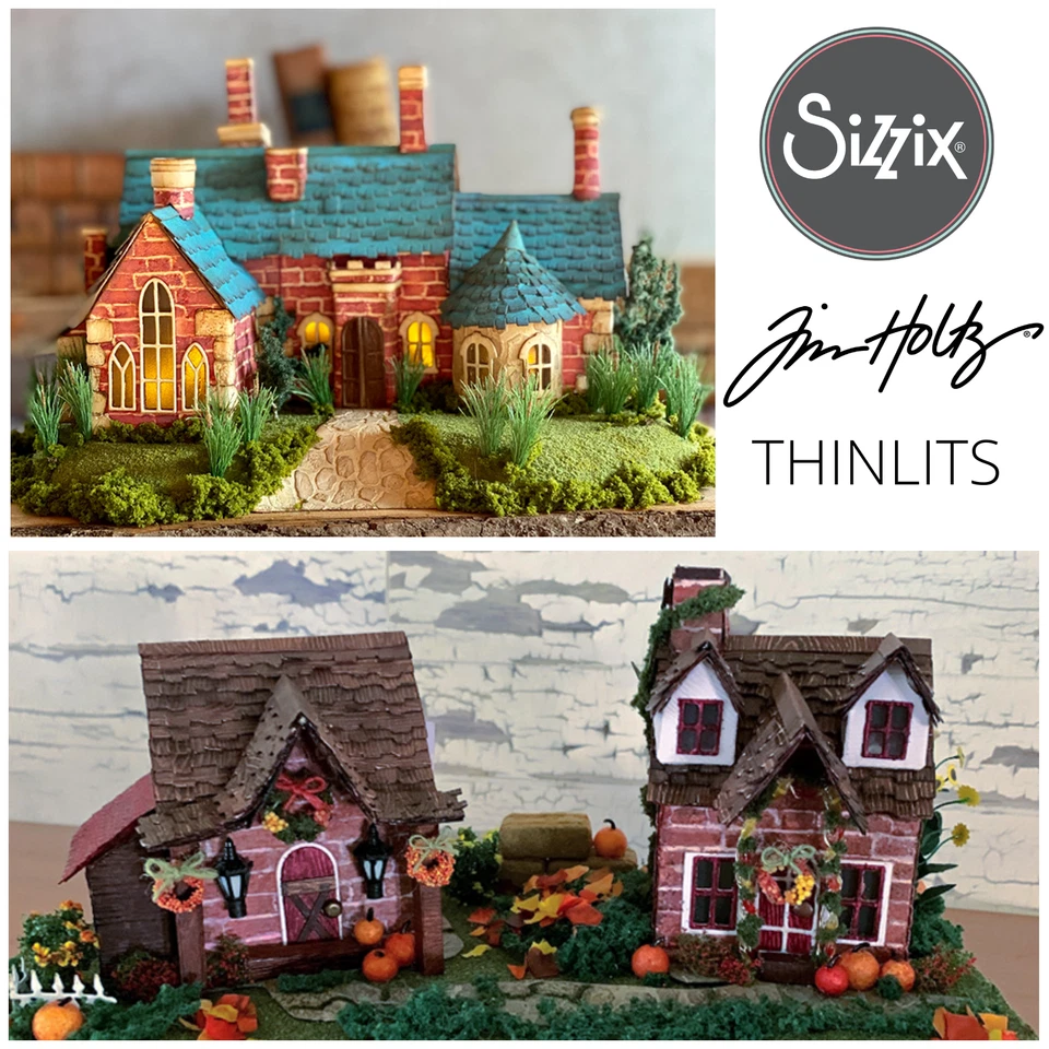 Tim Holtz Paper Village Dies 3D Houses, Village Collection 664741 665585 665564 - Image 1 of 4
