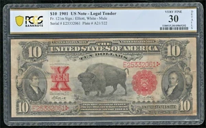 US 1901 $10 Bison Legal Tender FR 121m PCGS 30 VF (061) - Picture 1 of 2