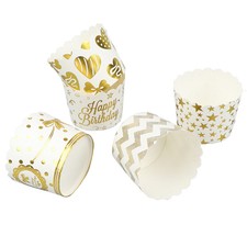 50 pz custodie per cupcake muffin stelle dorate forma cupcake tazza da forno O5