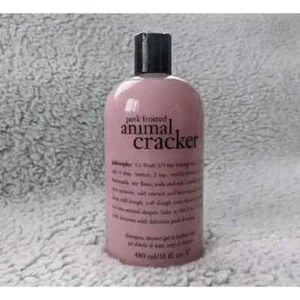Philosophy PINK FROSTED ANIMAL CRACKER Shampoo Shower Gel Bubble Bath 16 oz NEW - Picture 1 of 9