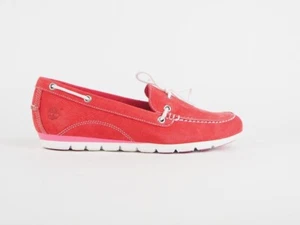 Ladies Timberland Ek Harbrside 1Eye Boat Red 8420B Leather Flat Slips On Shoes - Picture 1 of 6