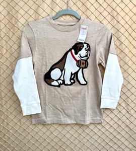 Gymboree Size 8 Boy’s Tan Crew Neck Long Sleeve 'St. Bernard' Shirt - Picture 1 of 2