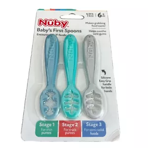 Nuby Baby's First Spoons -3 Stages -Encourages Self-Feeding -6+ Months -BPA Free - Picture 1 of 3