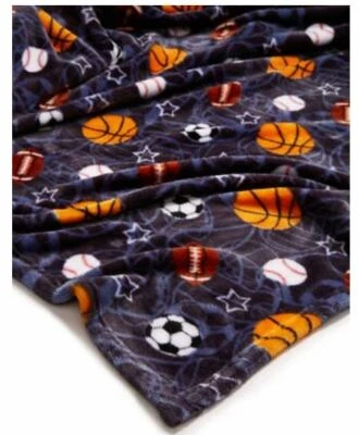 Lightning Bug Print Fleece Sports Hero Soft Plush Throw Blanket Twin 70x90 NWT