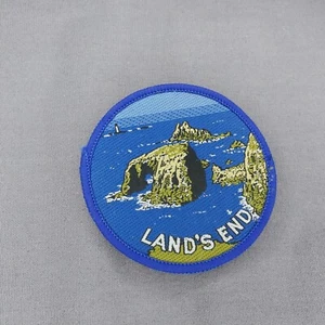 Land’s End Cornwall UK Granite Cliffs Rocks Souvenir Round Woven 3" Patch Badge - Picture 1 of 2