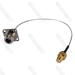 25cm SMA Female to N Female 4 Hole .086" RG405 Semi-rigid Coaxial Cable Pigtail - Picture 1 of 3