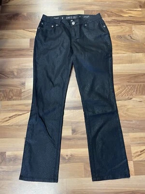 JLO Jennifer Lopez Pants Women's 8 Black Stretch Fabric Snakeskin Straight Leg * - Image 1 of 3