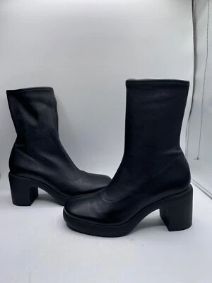 Botas de plataforma Vince para mujer de cuero negro mandy de tacón alto talla 7,5 M nuevas en caja Foto 1 de 4