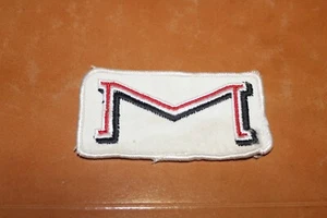 VTG "M" COMPANY LOGO SEW ON SHIRT PATCH WHITE RED BLACK 2" X 4" - Picture 1 of 2