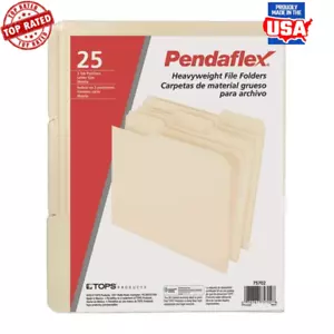 Heavyweight File Folders 1/3 Cut Manila Letter Size 25 Pack Organization Office - Picture 1 of 8