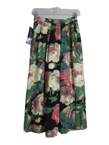 New Vtg JM Collectibles Womens 8 Floral Midi Skirt Wool Rayon Waist 24" XS - Picture 1 of 8
