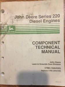 John Deere Serie 220 Componente Motor Diesel Manual Técnico CTM3 1993 - Imagen 1 de 5