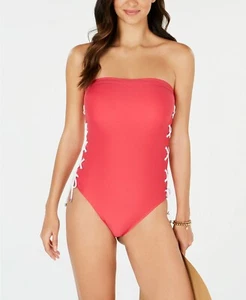 Tommy Hilfiger Lace-Up Bandeau One-Piece Swimsuit - Picture 1 of 2