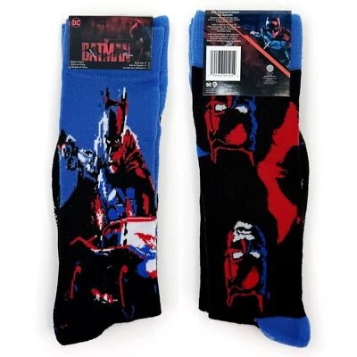 The Batman Movie Crew Socks Mens Womens DC Comics Film Novelty Gift Blue Red - Image 1 of 4