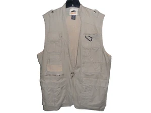 Mens Humvee Beige Full Zip Multi Pocket Multi Use Zipper Vest SZ XL Fast Shipped - Picture 1 of 5