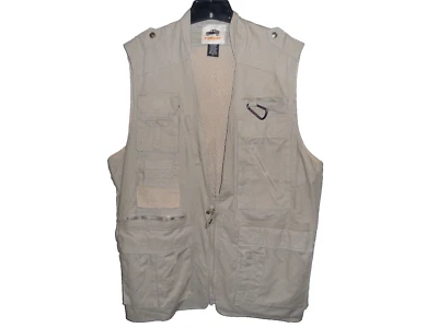 Mens Humvee Beige Full Zip Multi Pocket Multi Use Zipper Vest SZ XL Fast Shipped - Image 1 of 4