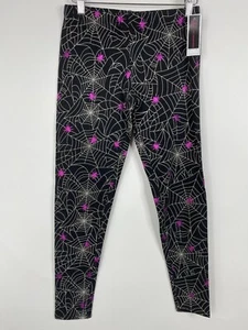 No Boundaries Leggings Juniors Size S 3-5 Black Purple Spider Webs Halloween NWT - Picture 1 of 7