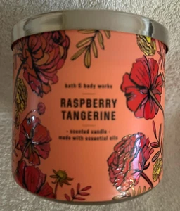 Bath & Body Works White Barn RASPBERRY TANGERINE 3 Wick 14.5 Oz Scented Candle - Picture 1 of 2
