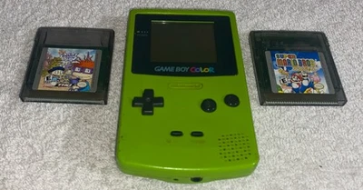 Nintendo Game Boy Color OEM Green Authentic & 2 Games Working - Image 1 of 4