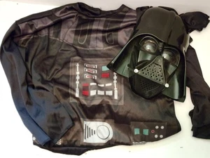 Darth Vader Costume Boys Large Suit Mask Cape Star Wars Black Halloween - Picture 1 of 4