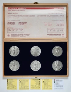 Israel "Contribuyentes Judíos a la Cultura Mundial" Conjunto de 6 Medallas de Plata Colección - Imagen 1 de 7