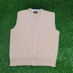 Vintage 70s Sportswear Sears Vest Cardigan Large 22x25 Khaki - Picture 1 of 7