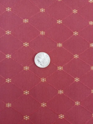 2/3 Yd Tomato Red/Gold Trellis Jacquard Fabric for Upholstery, 56" Wide, Heavy - Image 1 of 2