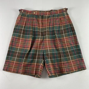 Pantalones Cortos Polo Ralph Lauren De Colección Para Hombre 36 Multicolor Plisados a Cuadros Hechos en EE. UU. Años 90 - Imagen 1 de 10