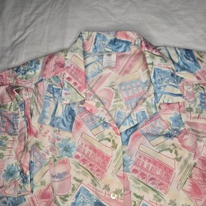 Camicetta Koret vintage anni 90 stampata donna taglia grande made in USA spalline - Foto 1 di 10