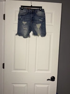 Risen izzy distressed cuffed denim shorts small NWT - Picture 1 of 2