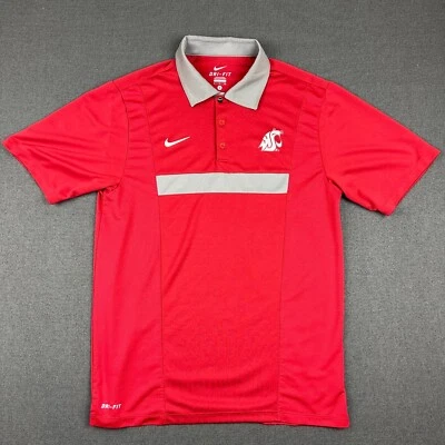 Camisa Polo Nike Washington State Cougars Para Hombres Pequeña Roja NCAA WSU Dri Fit Golf Foto 1 de 4