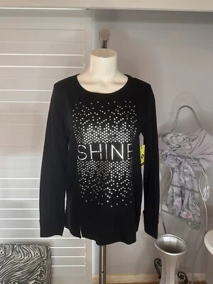 Nuevo Pullover Mujer Xersion Negro Estrella Brillo Manga Larga Talla S Pequeño Foto 1 de 4