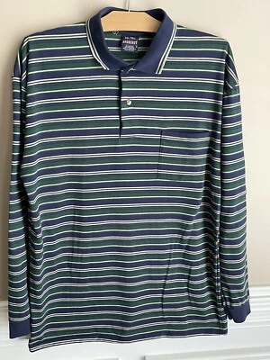 Vintage 90s Andhurst Multicolor Green Stripe L/S Polo Rugby Shirt 3XL Tall 0324 - Image 1 of 4