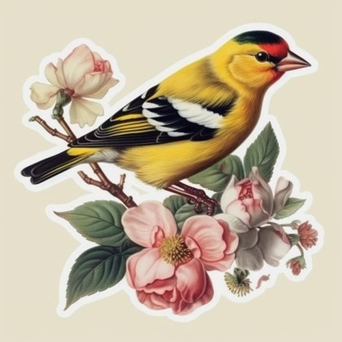 Iowa Eastern Goldfinch bird Wild Prairie Rose flower Vinyl Decal ...