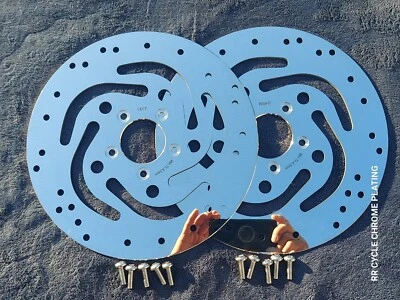 Harley Polished 2 Front Touring Rotors 00-07 Mirror Polished w Bolts Road King - Image 1 of 4