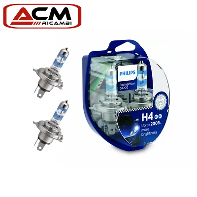 Coppia Lampade Lampadine Philips RacingVision GT200 12V H4 - Immagine 1 di 2