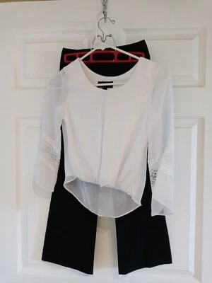 AMY BYER - CALÇA SOCIAL PRETA E CAMISA BRANCA meninas tamanho 7 NOVO - Imagem 1 de 4