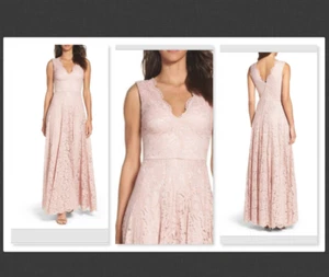 NEW  $489 Vera Wang Lace Double V Neck Blush Gown Dress Size 6         #B37 - Picture 1 of 12