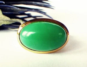 SCHMUCK-STCK CHRYSOPRAS RING Silber Vergoldet Cabochon 18 56 - Picture 1 of 3