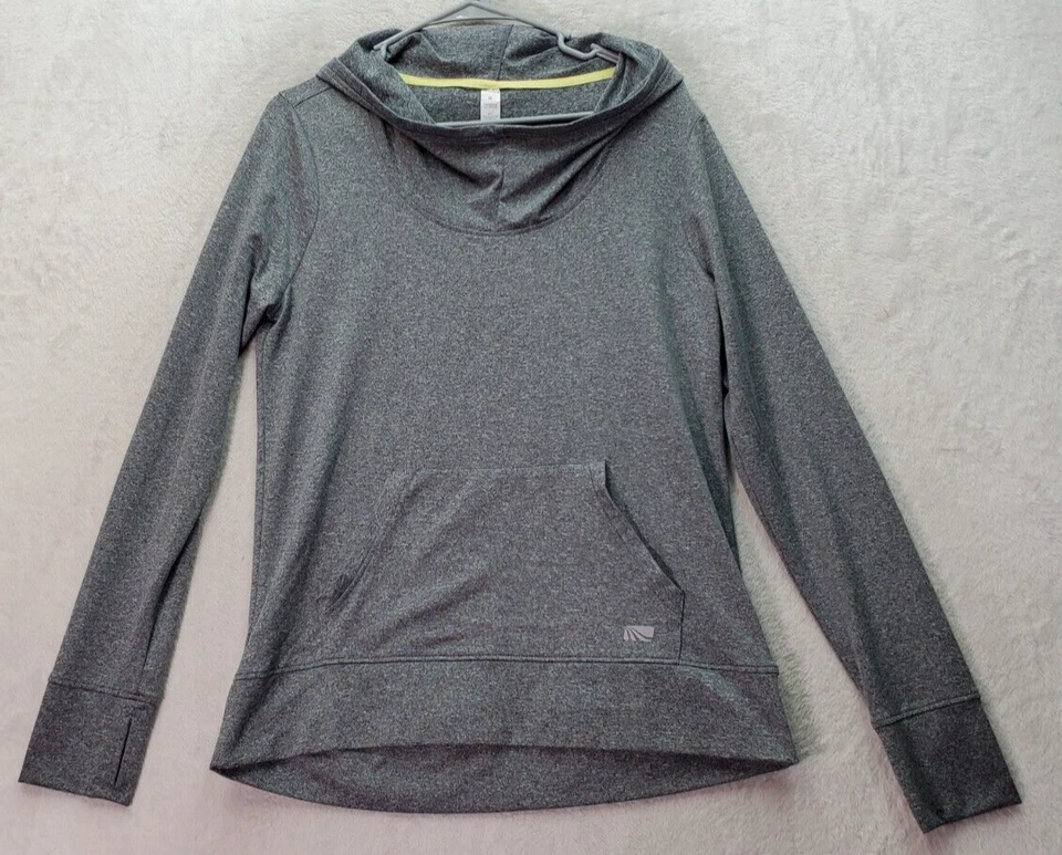 Sudadera para mujer Marika gris medio poliéster manga larga raglán logotipo con capucha Foto 1 de 4