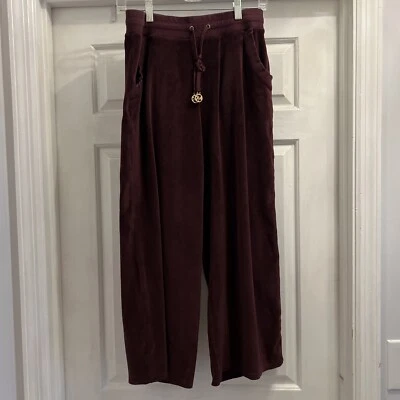 Women’s Michael Kors Velour Dark Ruby Capri Pants Size Medium Wide Leg  - Image 1 of 4