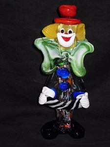 Clown in vetro artistico vintage con fisarmonica - Foto 1 di 10